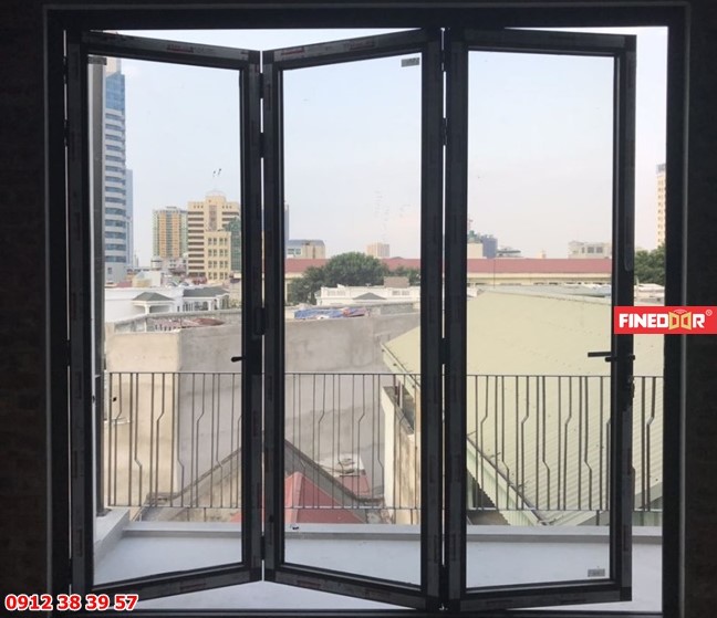 Cửa đi mở xếp gấp 3 cánh Nhôm Xingfa
